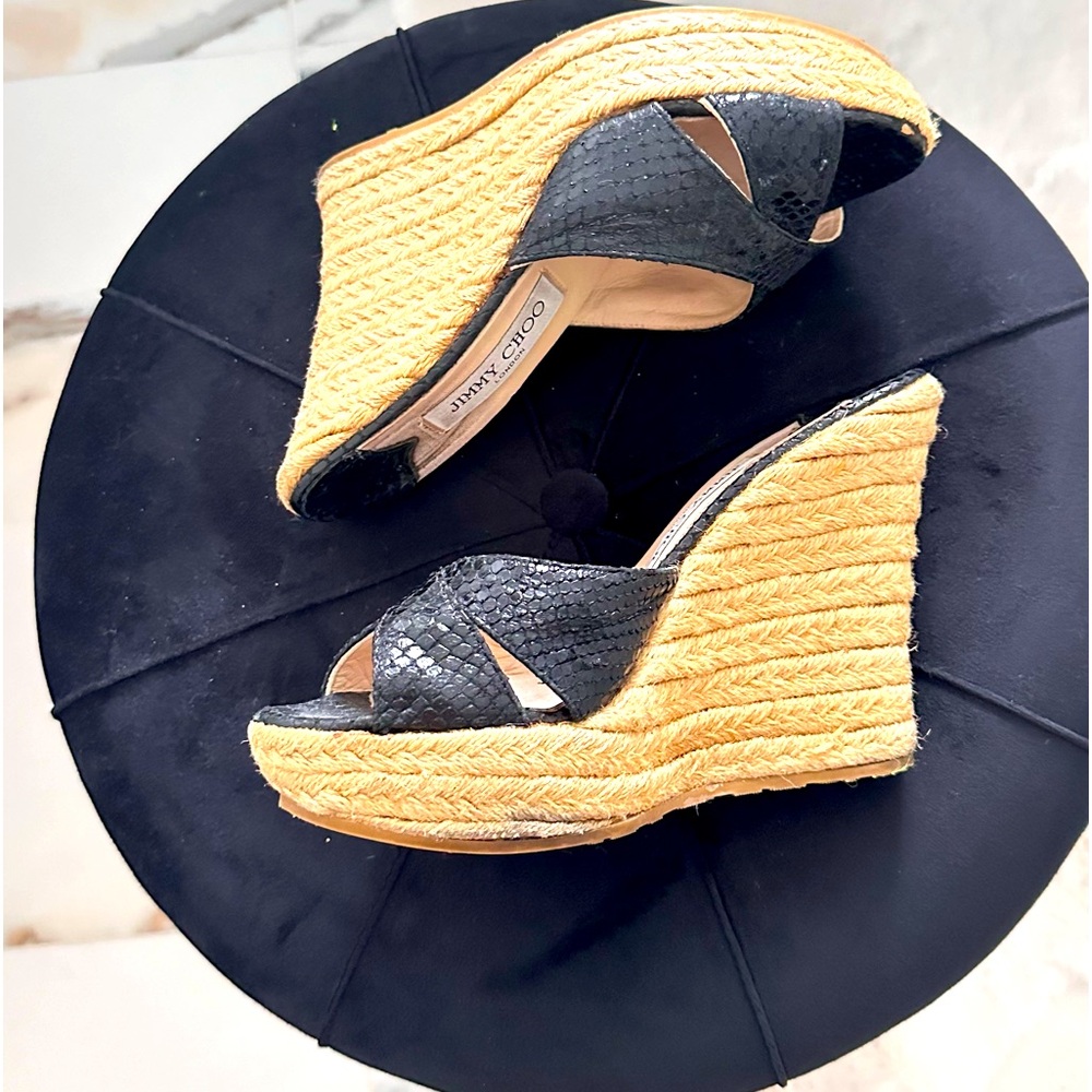 Jimmy Choo Women's snake leather Black Slides - Picture 1 of 6